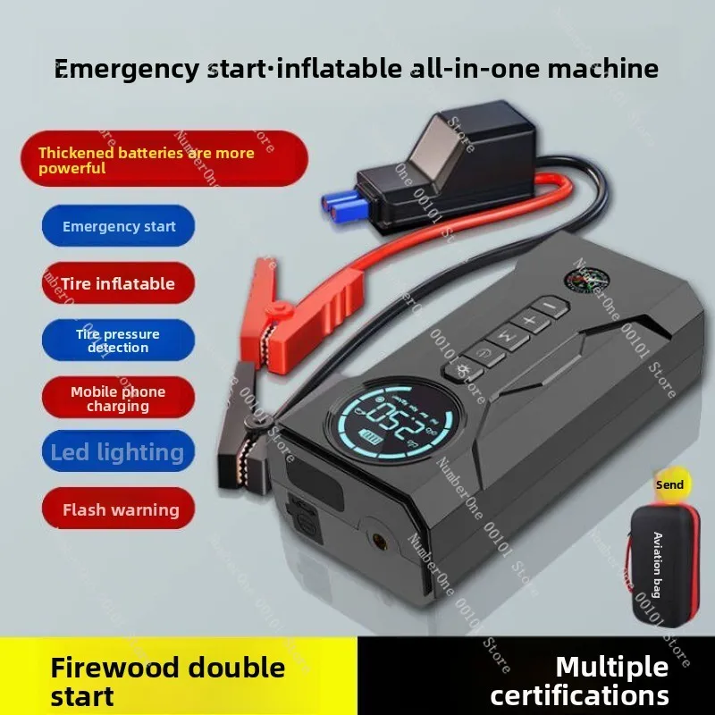 1200A 10000mAH Portable Car Battery Starter with 150PSI Air Compressor Power Bank Emergency Battery Booster for 12V Vehicles