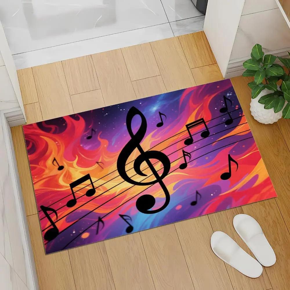 

Painted Music Note Water and Fire Element Carpet Kids Musical Birthday Gift Bedroom Decor Rug Home Living Room Floor Mat Doormat