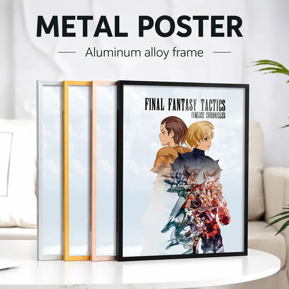 Final Fantasy Tactics Ivalice Chronicles Design Framed Metal Print Personalized Photo Dark Medieval Style Wall Art For Library