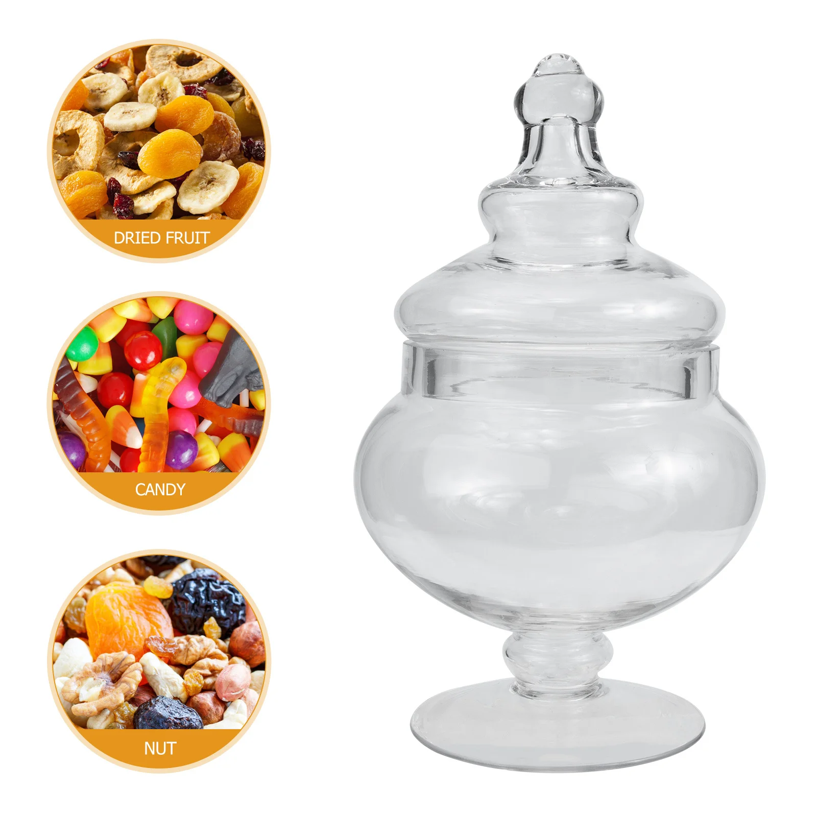 

Glass Candy Jar with Lid Clear Big Mouth Transparent Dry Food Container for Kitchen Home Snack Holder Candy Holder