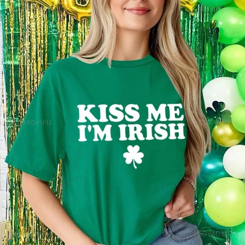 Damen T-Shirt St. Patricks Day Grafik Tops Lustige Kurzarm-Kleeblatt-Shirts Niedliches St. Pattys bedrucktes T-Shirt Unisex-Baumwoll-T-Shirt