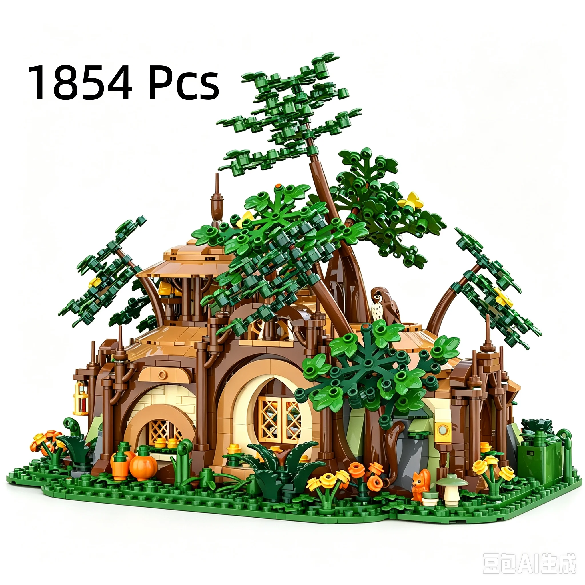 66217 Jungle Wilderness Shelter Hut Building Blocks Forest Scene Model Lush Plant Decoration Desktop Display DIY Assembly Bricks