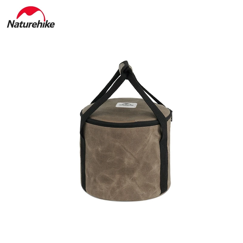 Naturehike Cookware Storage Bag Camping Canvas Sundries Storage Box Oil Wax Canvas Portable Picnic Equipment Box 8.7 13.7 19.3L