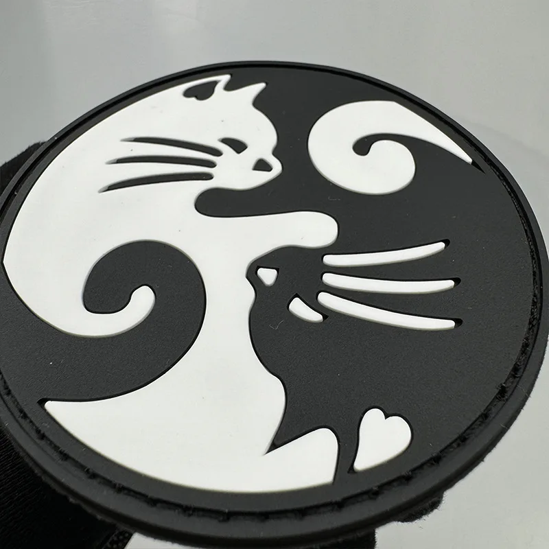 Yin Yang Cat PVC Morale Patch – Tactical Hook & Loop Badge for Backpacks, Vests & Gear view 2
