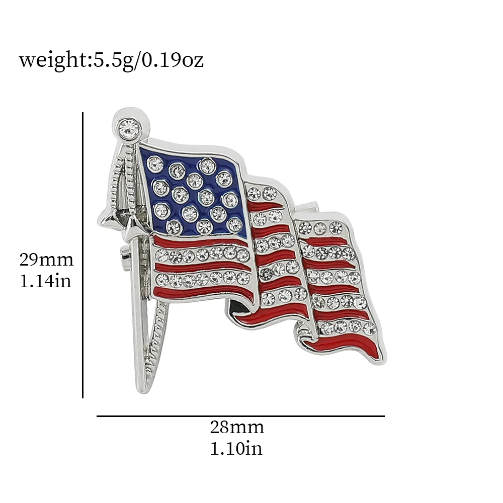 Trend American Flag Rhinestone Brooch Metal Badge Enamel Pin Jacket Jeans Lapel Pin Commemorate Jewelry Accessories Gifts