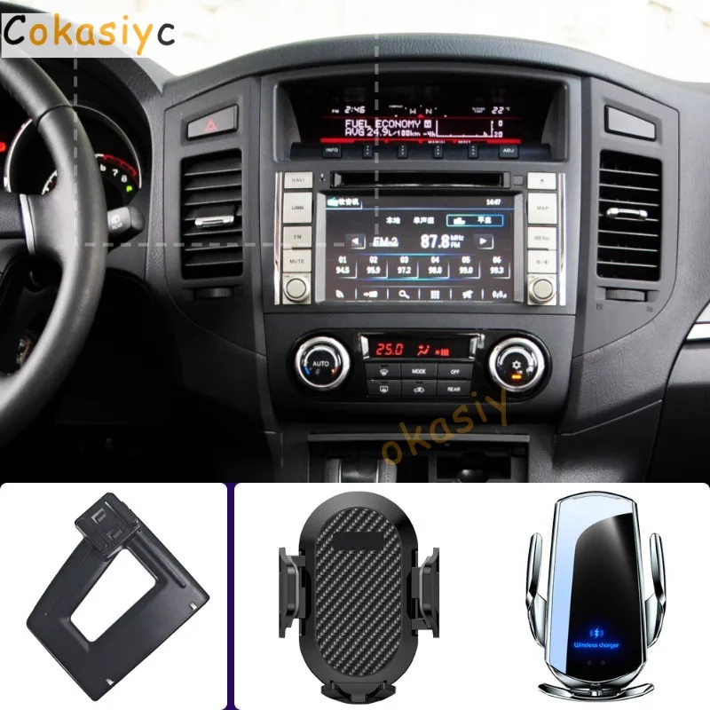 Suporte de telefone para carro, para mitsubishi pajero 2011 2012 2013 2014-2022, suporte para celular, carregamento sem fio, base fixa especial