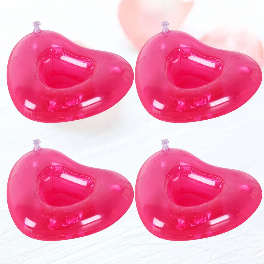 4 pçs suportes de cerveja de água pvc inflável rosa coração copo flutuador esteiras piscina praia festa bebida estabilizador suporte de cerveja água