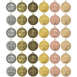 10pcs St Benedict Medals Charms Alloy Metal Saint Benedict Protection From Evil Pendants For DIY Women Men Jewelry Making Gifts
