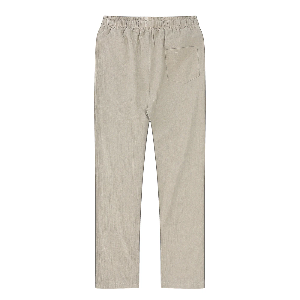 Pantalones de lino y algodón para hombre, ropa de calle transpirable, Color sólido, S-3XL