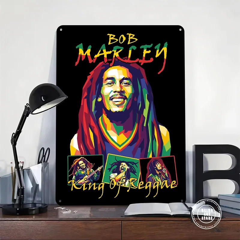 Bob Marley King of Reggae Pop Art Metal Poster Perfect Gift for Fans Lovers Personalized Wall Art Metal Sign for Room Ornaments