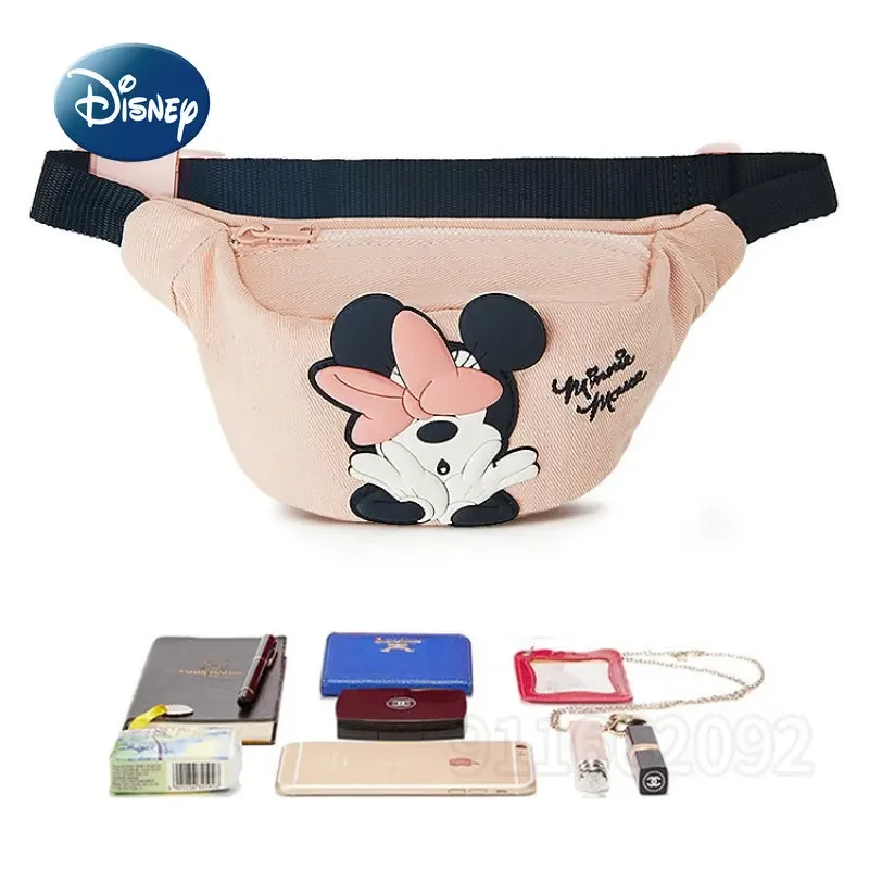 Disney Minnie\'s New Mini Girl Waist Bag Luxury Brand Original Girl Chest Bag High Quality Cartoon Fashion Casual Crossbody Bag