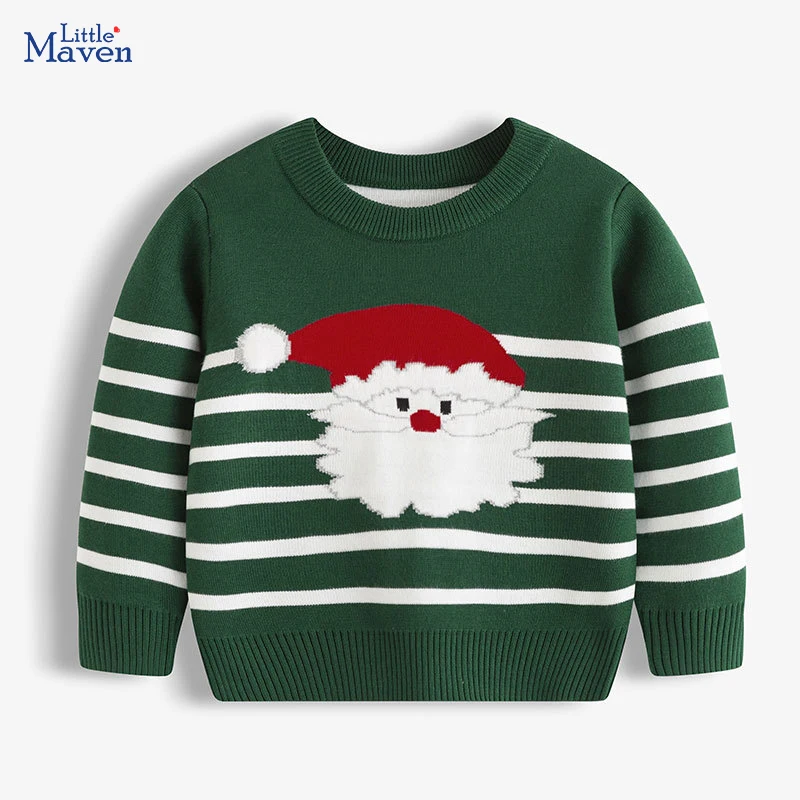 Little maven Kids Clothes 2024 Winter Baby Boys Children\'s Clothing Sweater Casual Cartoon Christmas Santa Claus 2-7 year