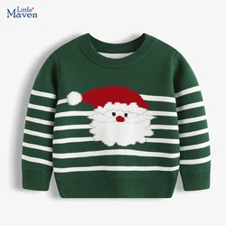 Little maven Kids Clothes 2024 Winter Baby Boys Children's Clothing Sweater Casual Cartoon Christmas Santa Claus 2-7 year