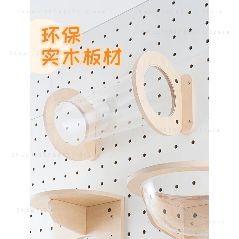 Solid Wood Wall-Mounted Cat Tunnel - Space-Saving Wall Pet Passage for Cat Lovers