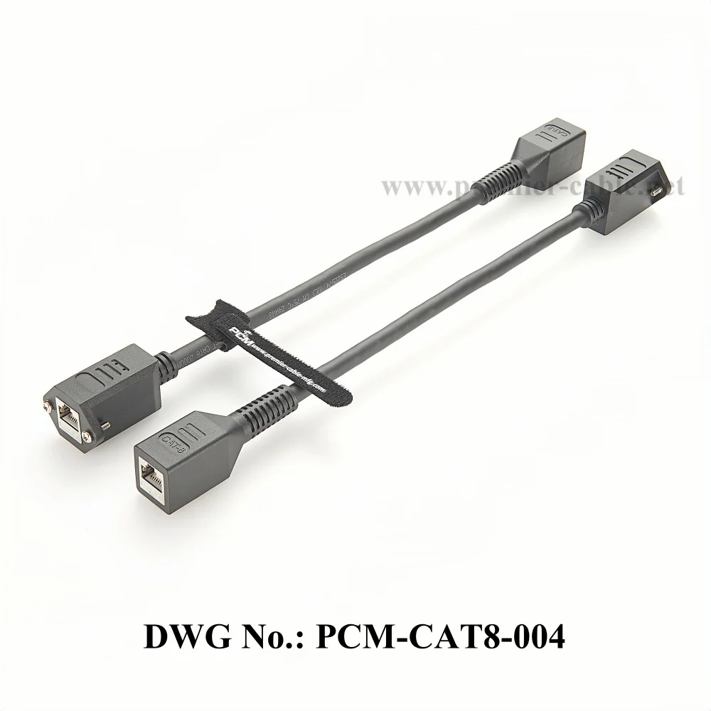 Cat8 RJ45 LAN kabel Patch Ethernet, kabel Ethernet kecepatan tinggi RJ45 perempuan Ke perempuan sekrup Panel flensa 40Gbps