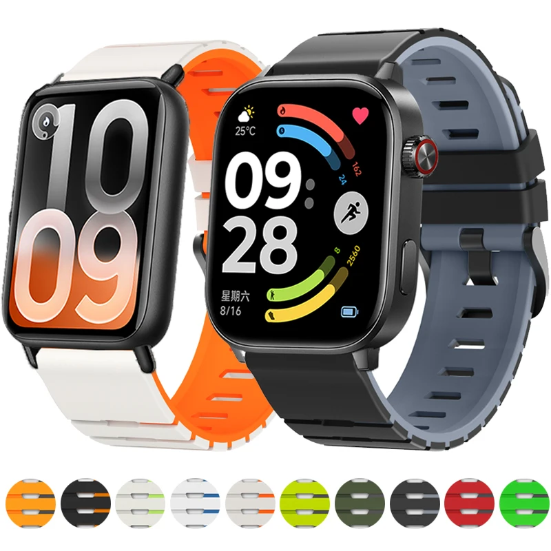 Silicone Band For Redmi Watch 6 5 4 Replacement Correa Two-Tone Soft Sports Strap For Xiaomi Miband 10 Pro/9 Pro/8 Pro Bracelet