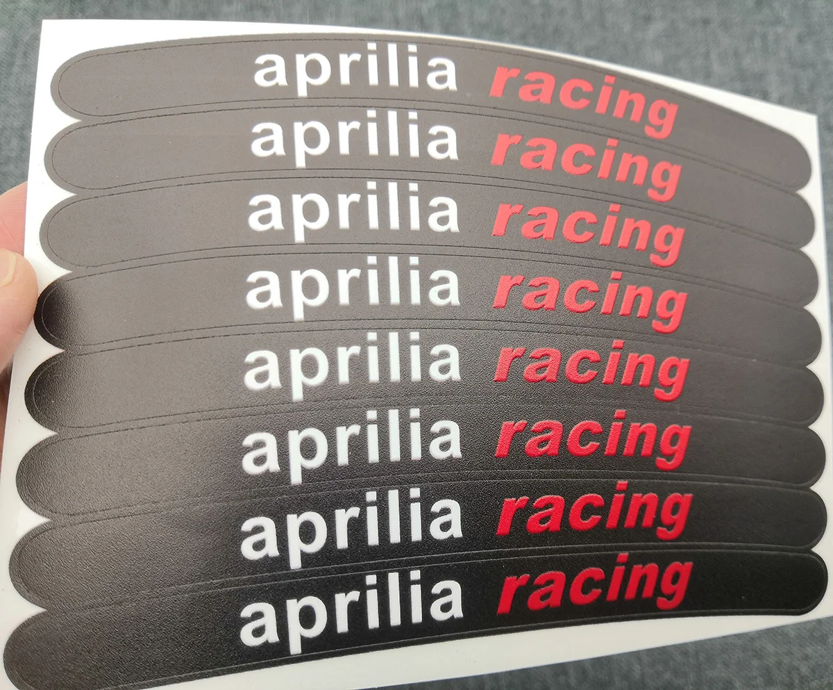 8 X Aprilia Racing Motorcycle Stickers Wheel Decals Rim Laminated Rs Rsv Tuono Accessories Moto