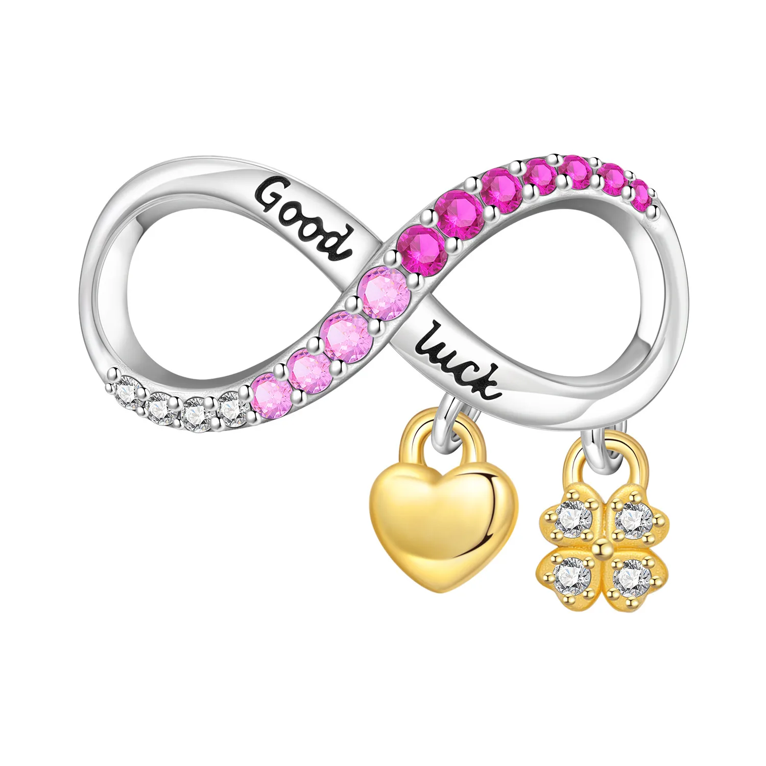 925 Sterling Silver Infinity Zircon Charms Beads Fit Original Bracelets Bag Keychain Earring Pendant Diy Women Jewelry Gift