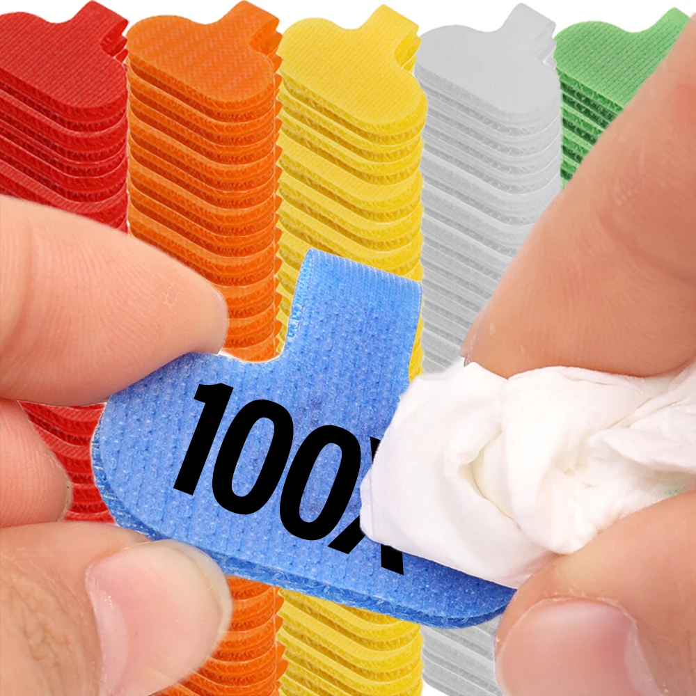 10-100PCS Writable Data Cables Label Reusable Multi-Color Nylon Tags Erasable Wire Headphones Markers Home Office Storage Supply