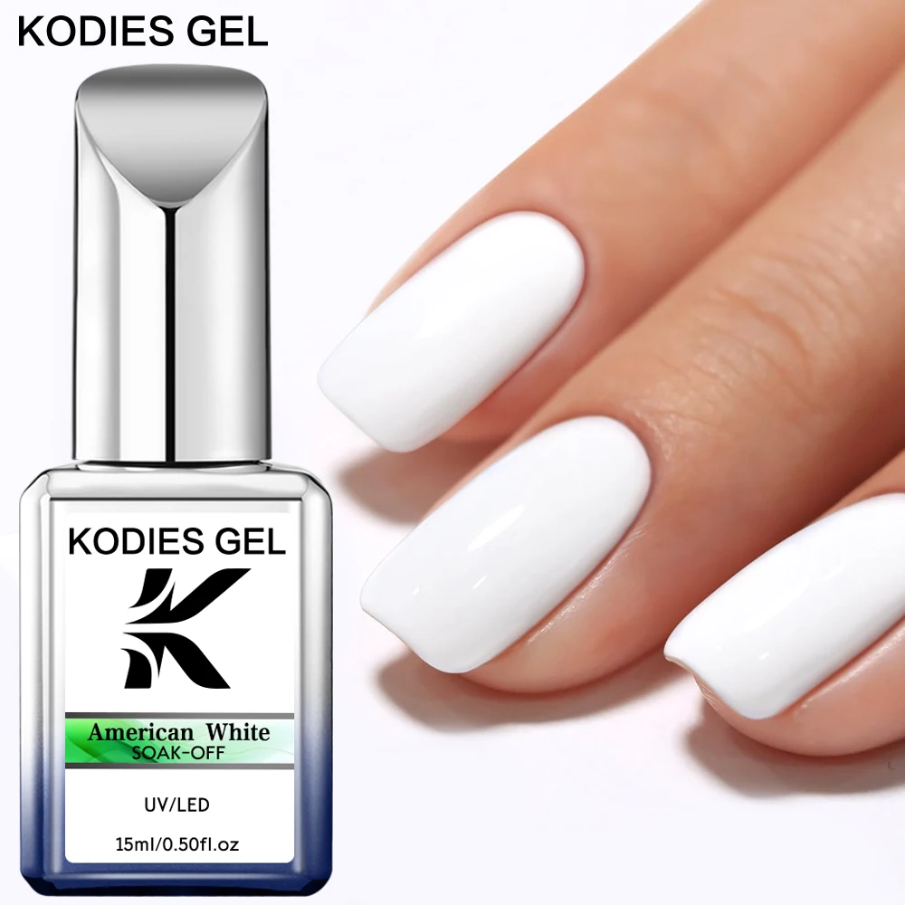 KODIES GEL New American White Gel Nail Polish Vernis Semi Permanent UV Soak Off Gel Varnish Super White Nail Art French Manicure