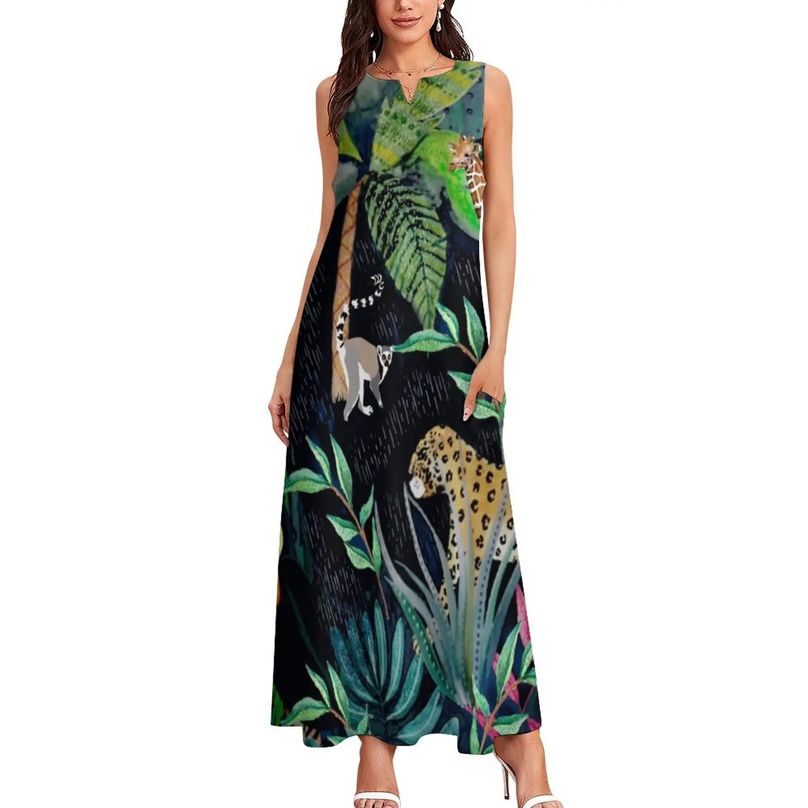 Jungle Theme Pattern Long Dress summer dress woman 2025 summer clothes for women Dress