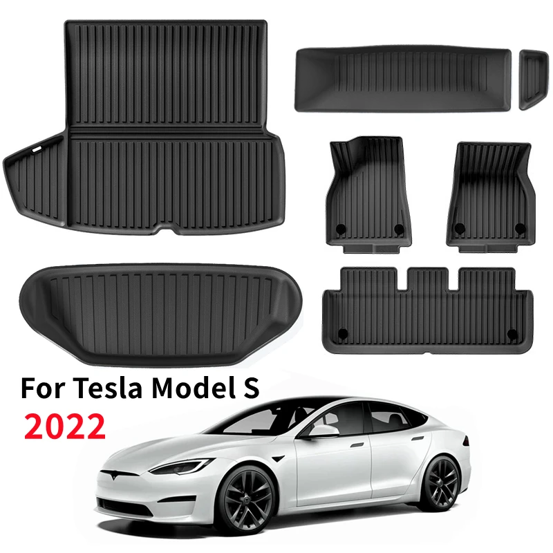 

For Tesla 2022 Model S TPE Front Rear Lower Trunk Mats All Weather Anti-Slip Waterproof Floor Mat Cargo Liner Anti Dirty Pads