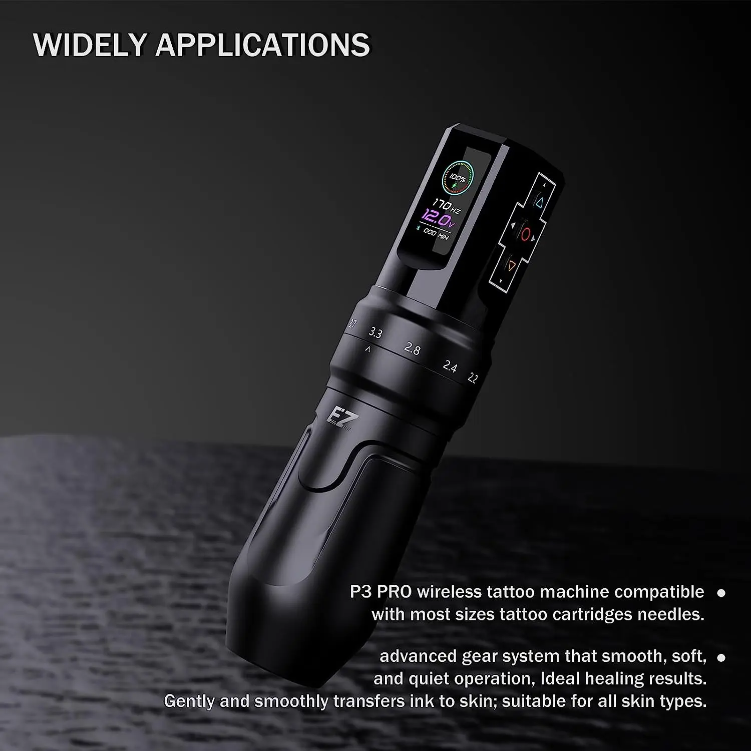 EZ P3 Pro Wireless Battery Tattoo Machine Pen Adjustable Stroke Length Rotary Tattoo Pen OLED Digital Display Portable Power