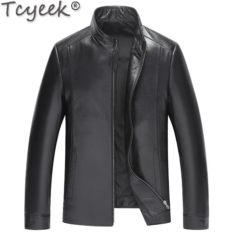 Tcyeek Genuine Leather Man Jackets 2025 Motocycle Jacket Spring Autumn Sheepskin Coat for Men Clothing Casual Jaqueta De Couro