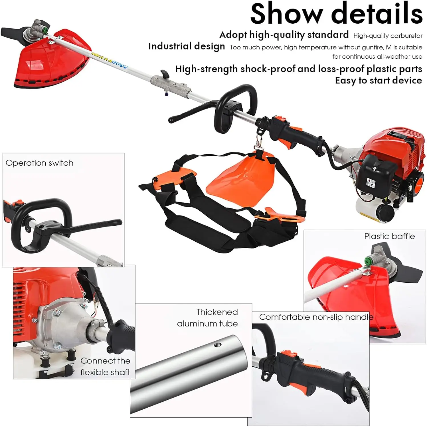 2024 New Gas Weed Wacker, 52cc 2-Stroke 5 in 1 Multi-Functional Lawn Mower Hedge Trimmer Pruners Gas Powered Brush Cutter