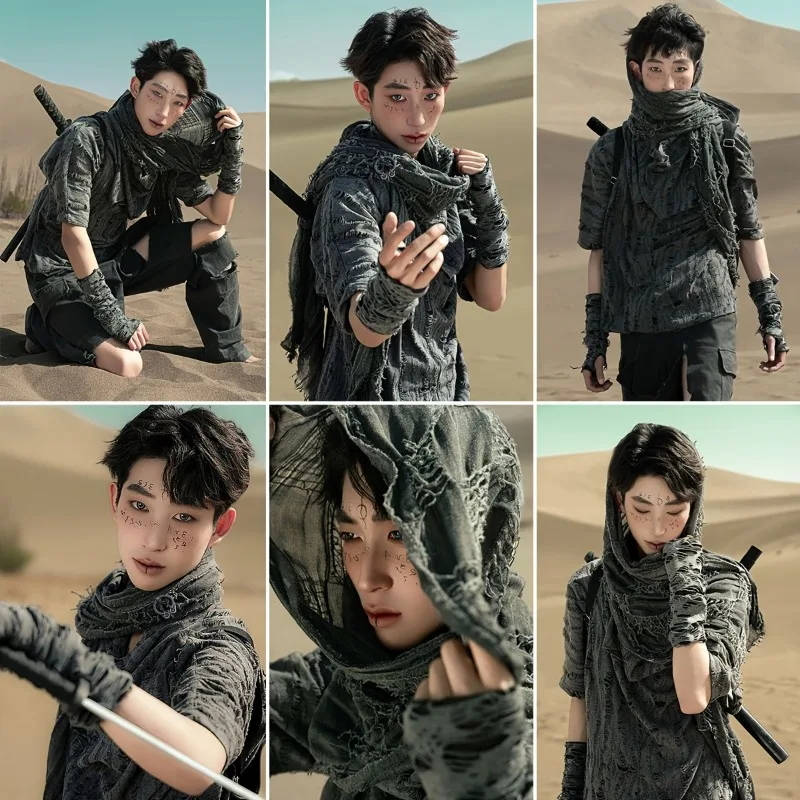 1pcs  Medieval Knight Cloak Halloween Costume Polyester Renaissance Hooded Cape LARP Cosplay Photo Props Scarf Scarf