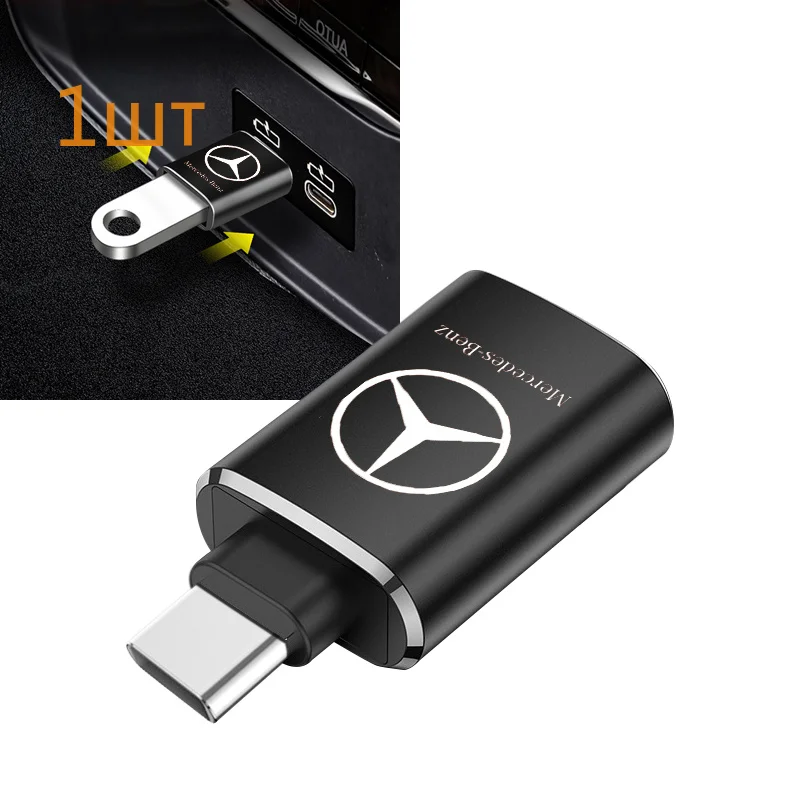 Car Type-C Turn USB3.0 Adapter Auto Converter Interior Parts Stickers For Mercedes-Benz C500 C200 C300 A B C E GLA CLA GLK GL ML