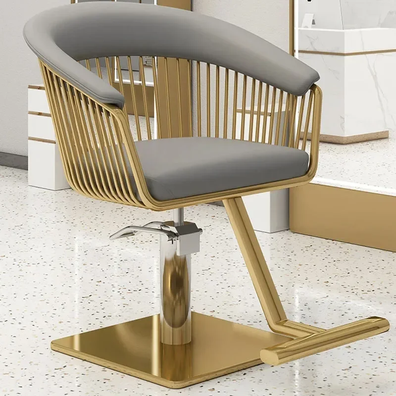 Barbershop Salon Barber Chair Luxury Comfort Gold Swivel Design barber accessories Beauty Hairdressing Cadeira  Furniture