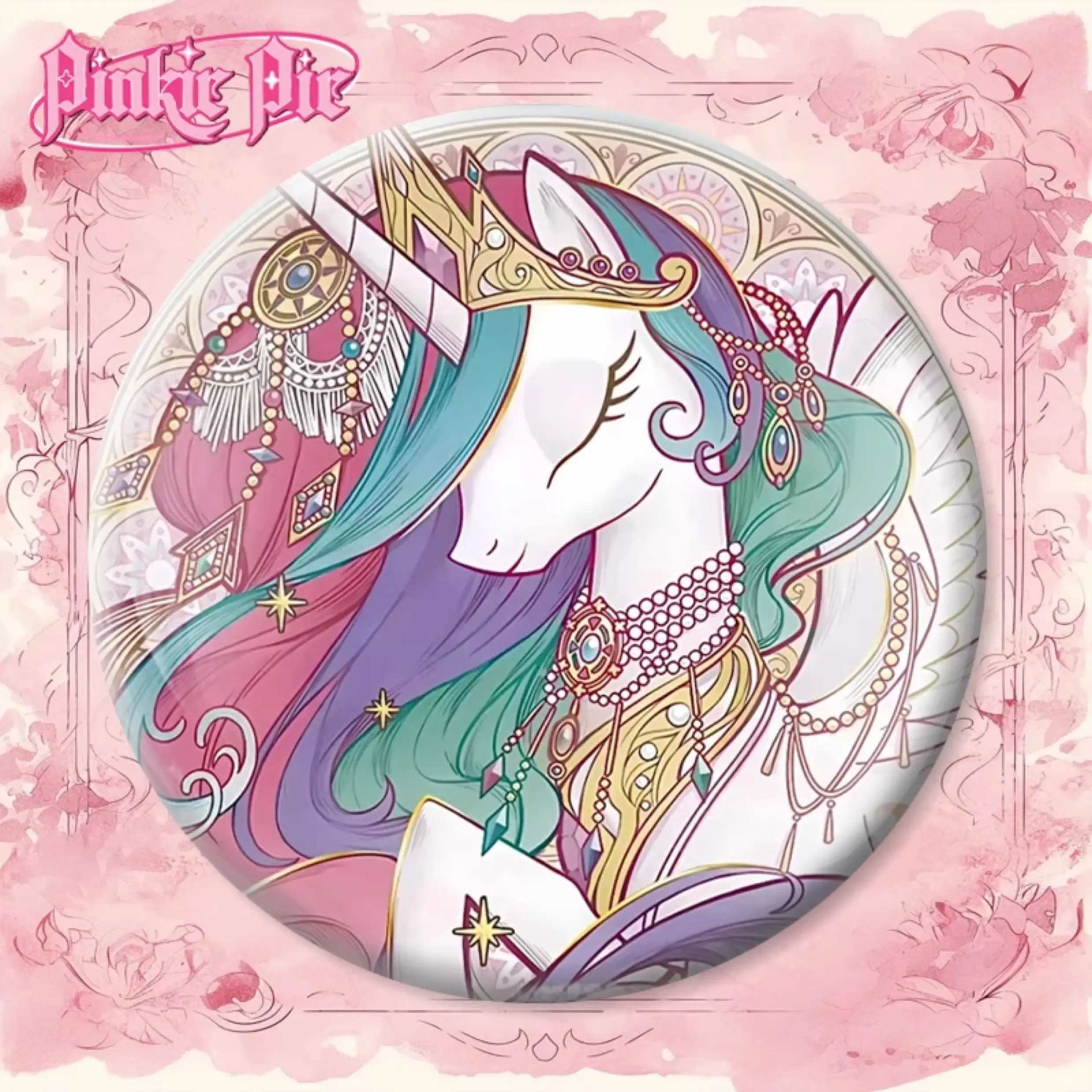 شارة المهر الصغيرة الأرجواني والناعمة والنادرة بيكي الطرفية الكونية الأميرة صفيح شارة الأطفال قلادة اكسسوارات أنيمي