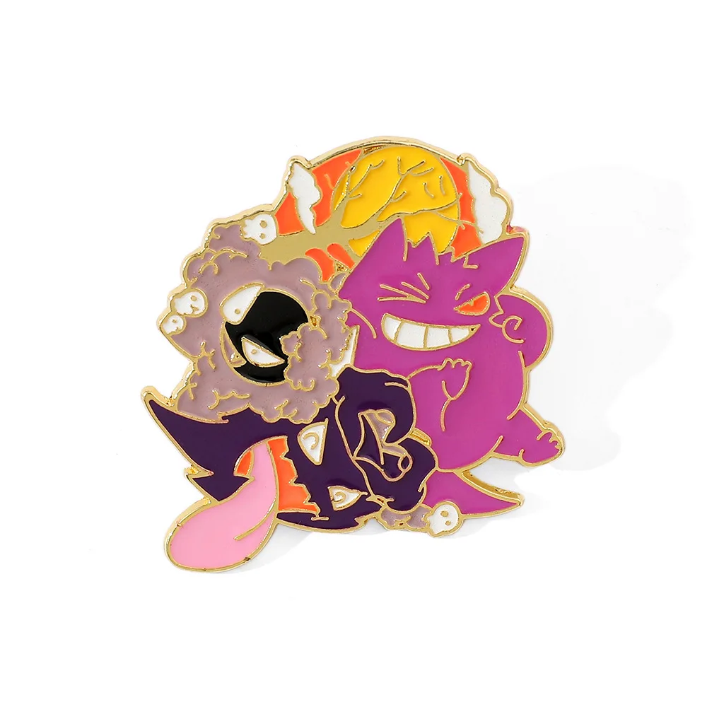 Cartoon Gengar Emaille-Anstecknadeln – Stilvolle Metallbrosche als modisches Schmuck-Accessoire für Kleidung und Rucksäcke – Perfektes festliches Geschenk