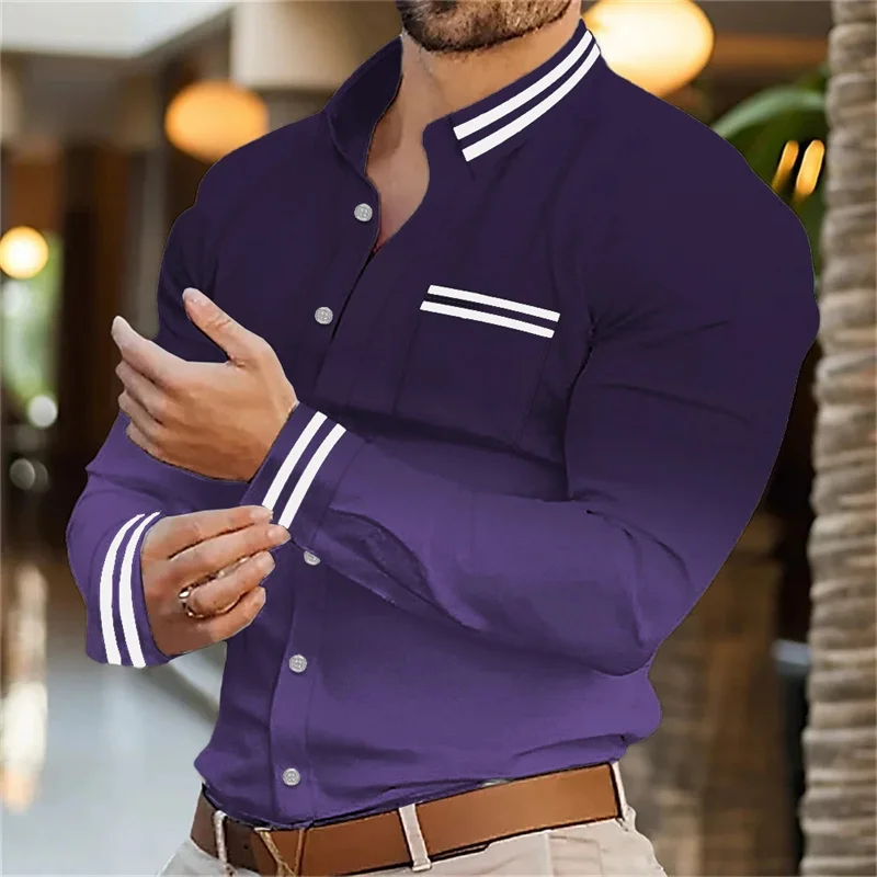 メンズシャツカジュアルで快適な長袖ポルカドットカラーブロックラペル、毎日の休暇のファッショナブルで快適なトップス