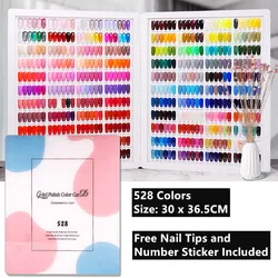 240/300/400/528 Colors Acrylic Nail Display Book Tips Gel Polish Display Color Chart Salon Tools With False Tips Showing Shelf