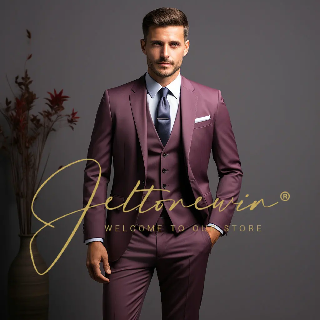 

3 Pcs Suits Set Blazers Jacket Pants Vest / 2024 Fashion New Men Casual Boutique Business Plaid Slim Dress Formal Coat Trousers