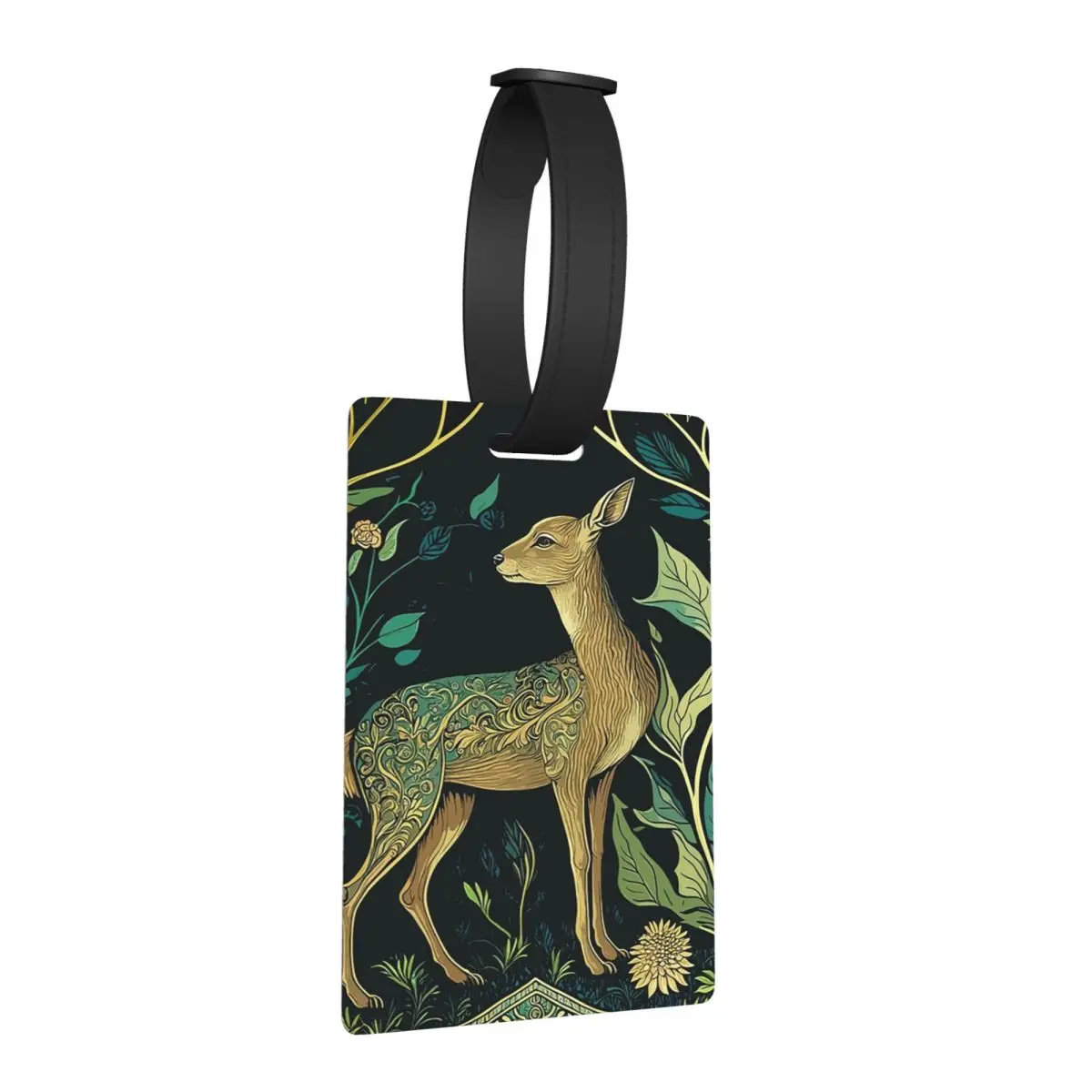 

Цветочная иллюстрация лесного оленя, багажные бирки, аксессуары для чемодана, дорожный багаж, посадочная бирка, держатель этикетки, идентификационное имя, адрес