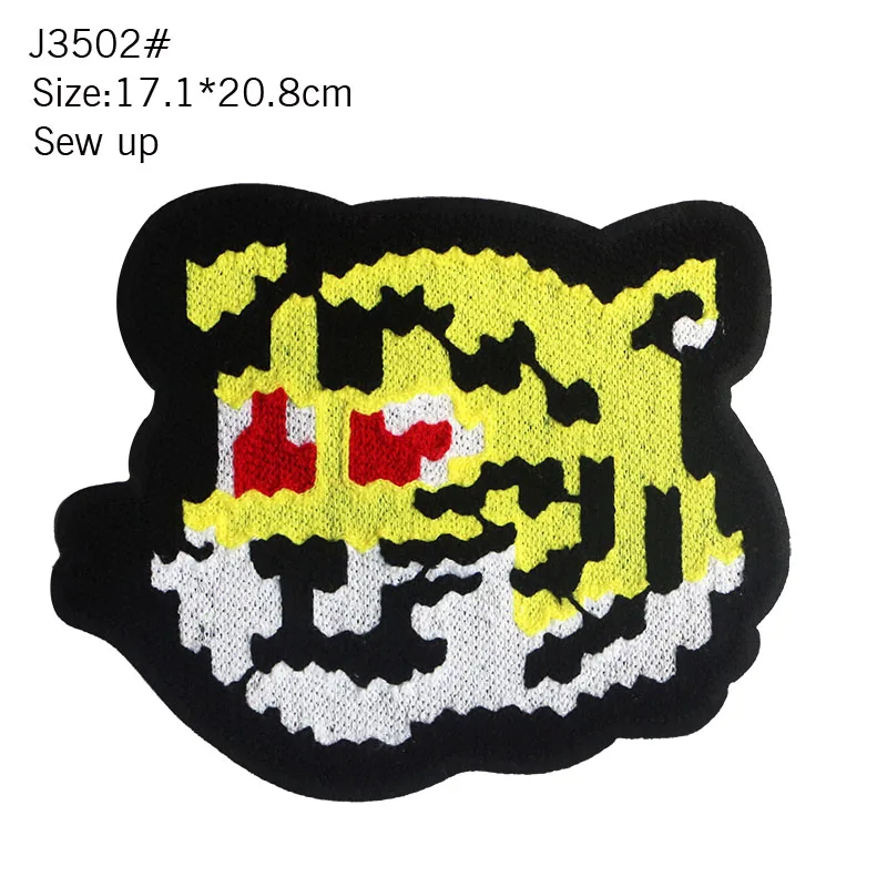 High End Fashion Towel Sewing Cute Cartoon Character Tiger Head Apple Book DIY Patch Badge Decoration Casual Wear T-shirt