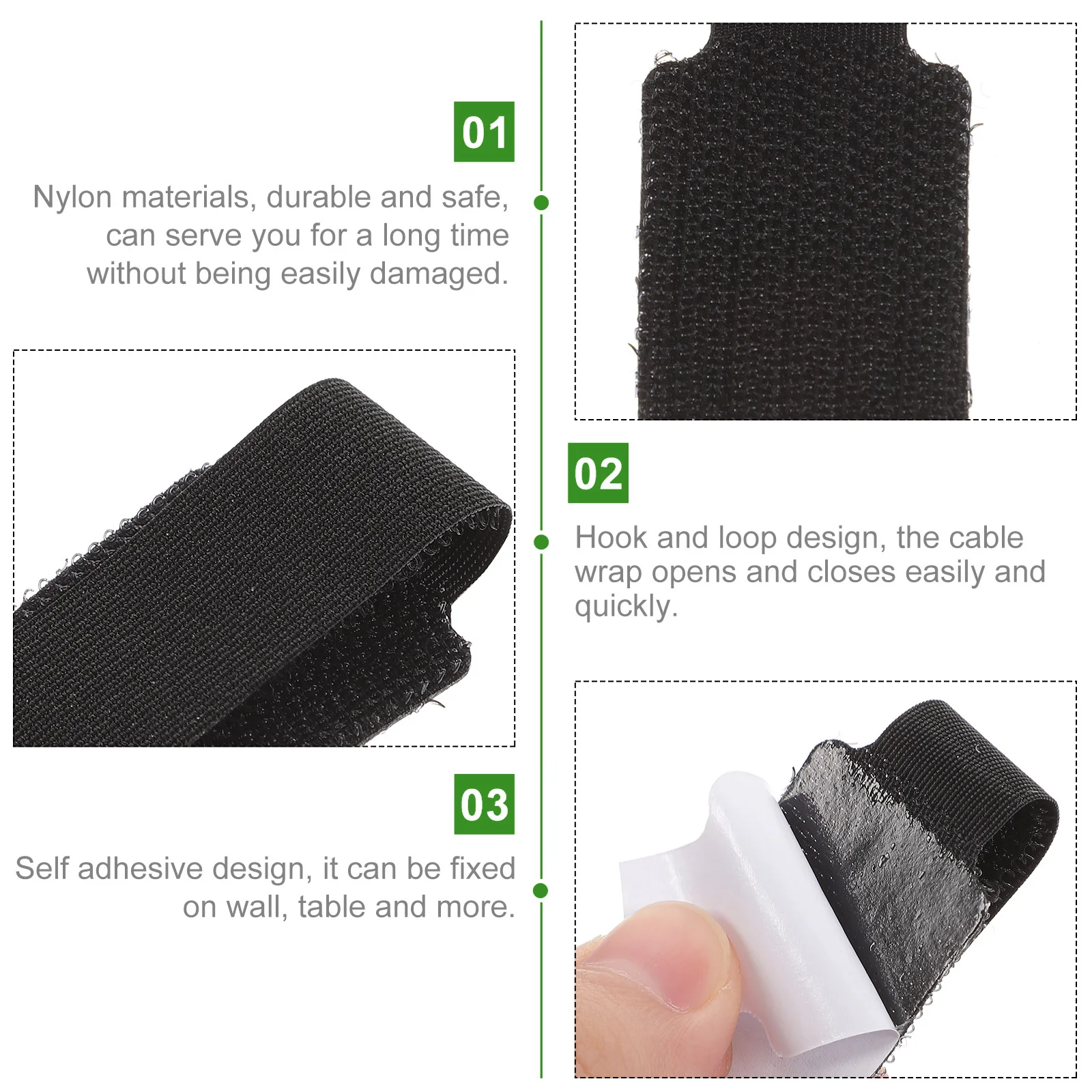 

20Pcs Cable Organizer Hook Loop Fastening Straps Self Adhesive Cord Management Wire Ties for Earphone Data Audio Network