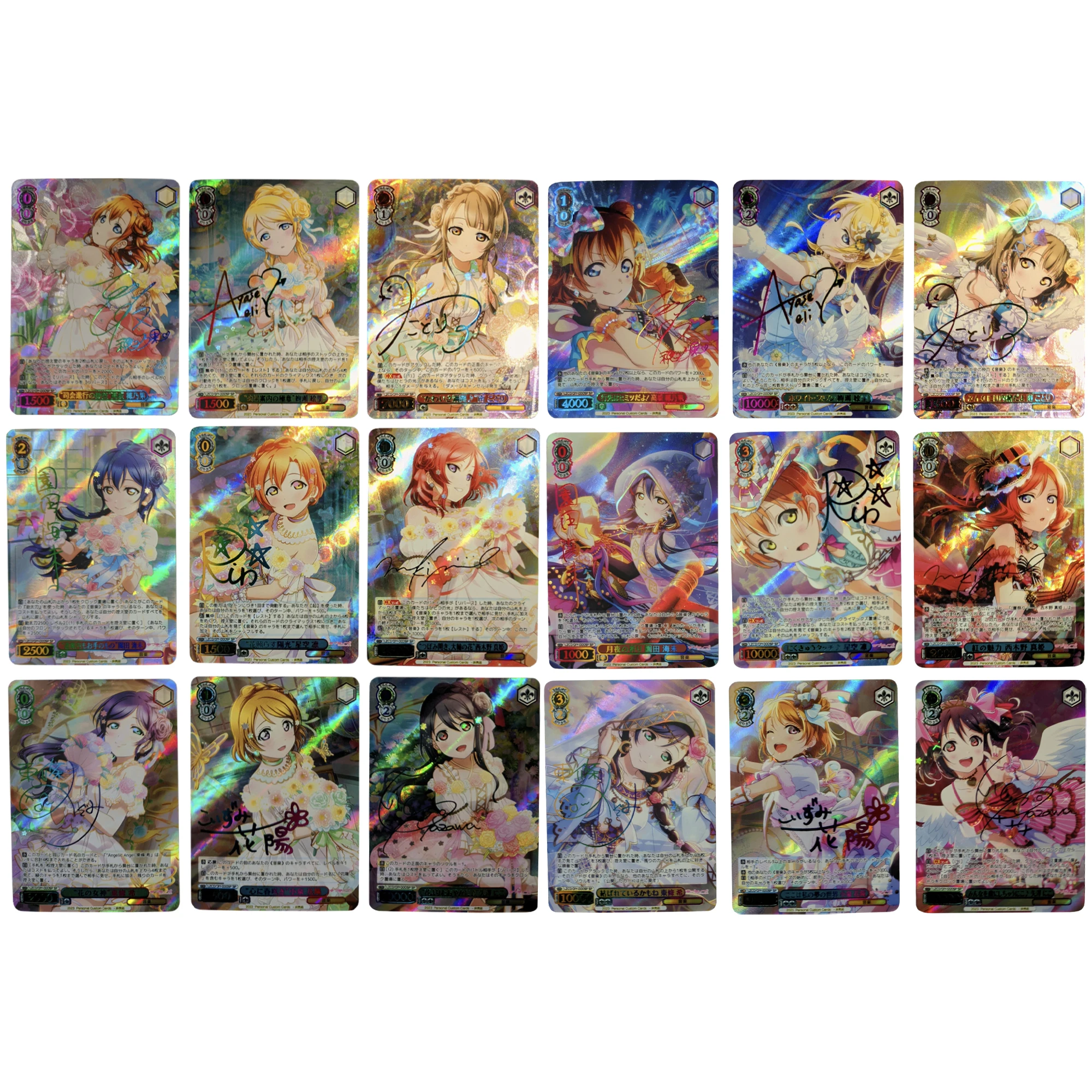 

9Pcs/set Diy Self Made LoveLive Refraction Flash Collection Card Ellie Honoka Kousaka Kawaii Anime Game Heroine Card Gift Toy