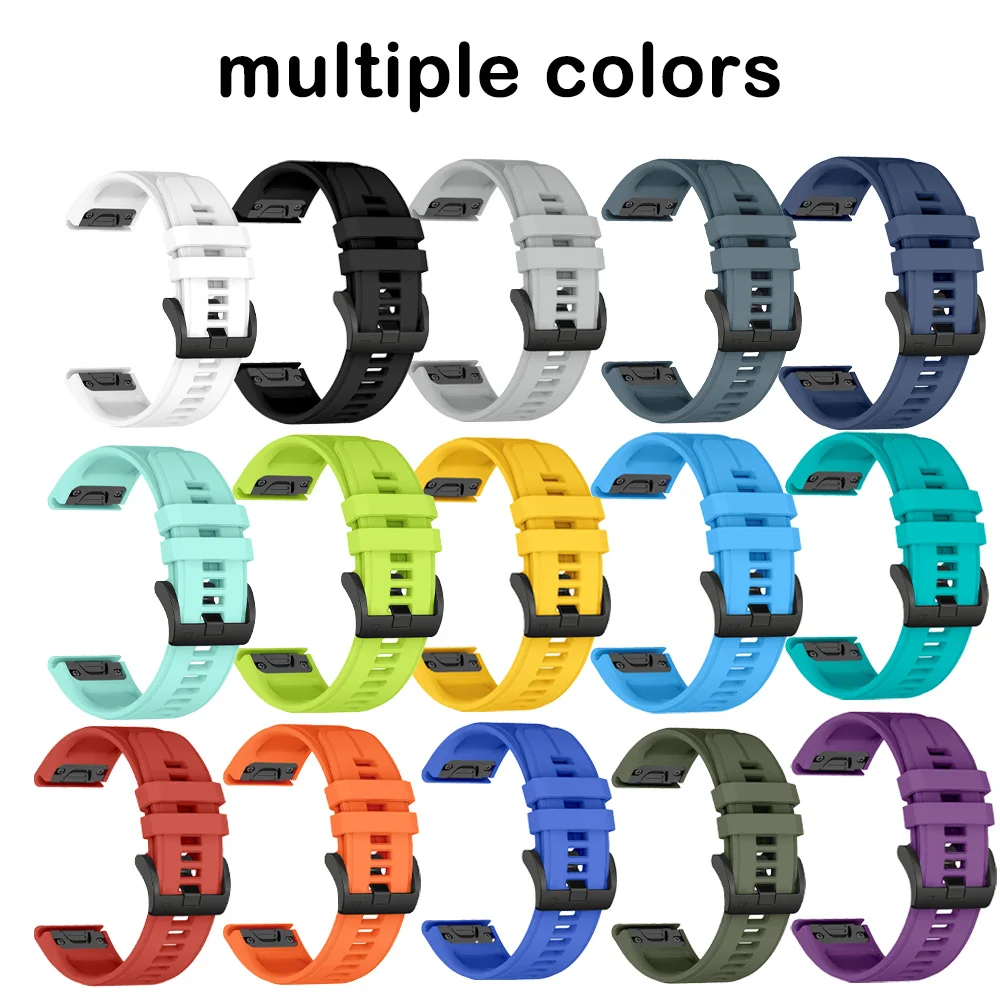 26 22 20mm QuickFit Silicone Watch Band for Garmin Fenix 8/7 Lightweight Daily Wear Replacement Band for Fenix 8 47mm/7/6/5 Plus