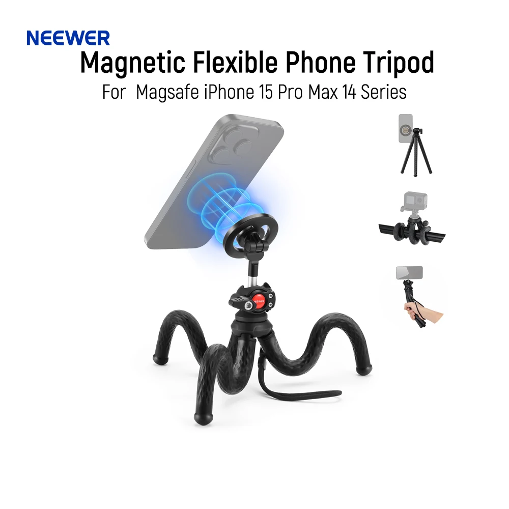 

NEEWER Magnetic Flexible Phone Tripod Compatible with Magsafe iPhone 15 Pro Max 14 Series Android Mini Vlog Cellphone Tripod