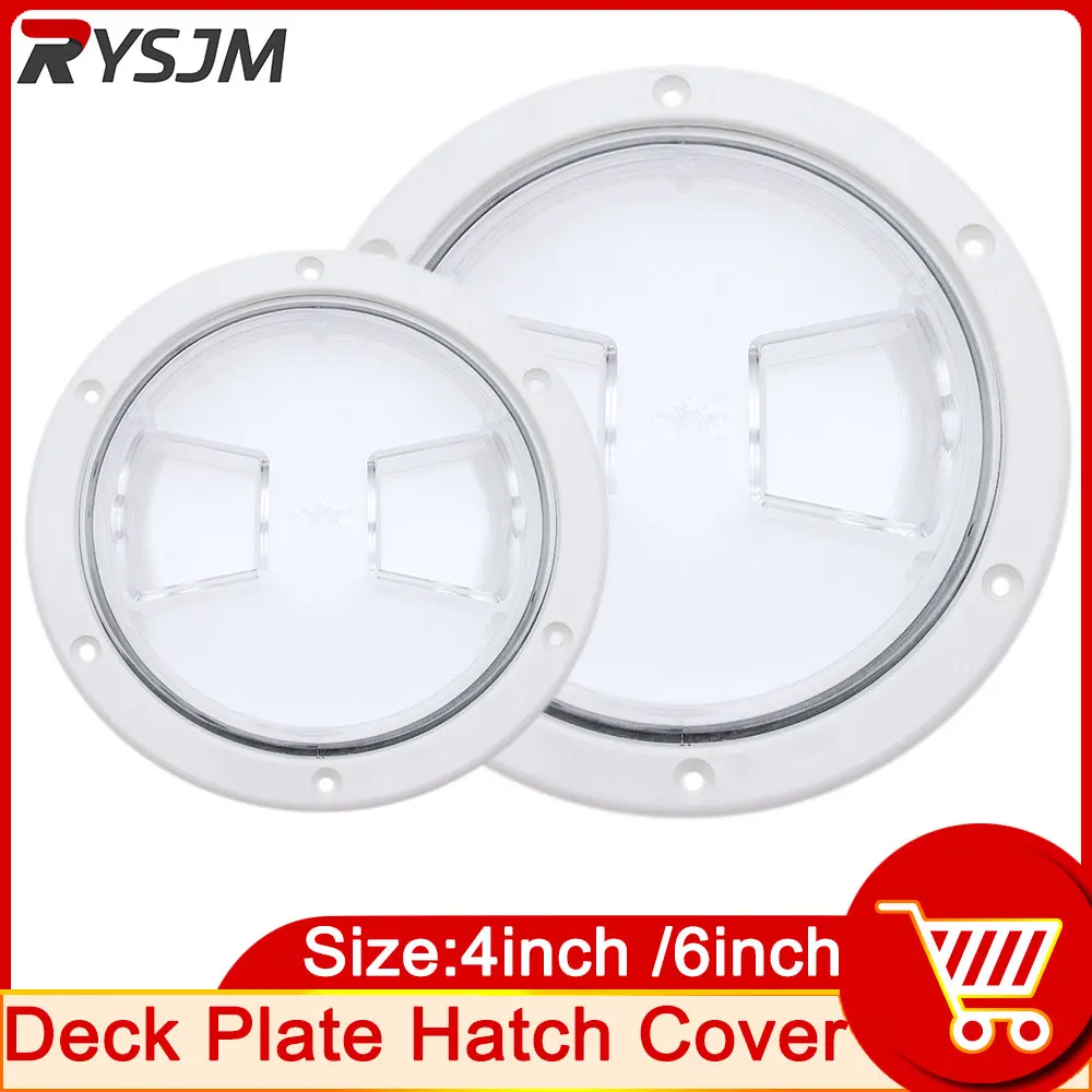 1pc Transparent White Round Deck Plate 4inch 6inch Marine Access Boat Inspection Hatch Cover Plate Cut Out ABS Plastic Boat Deck