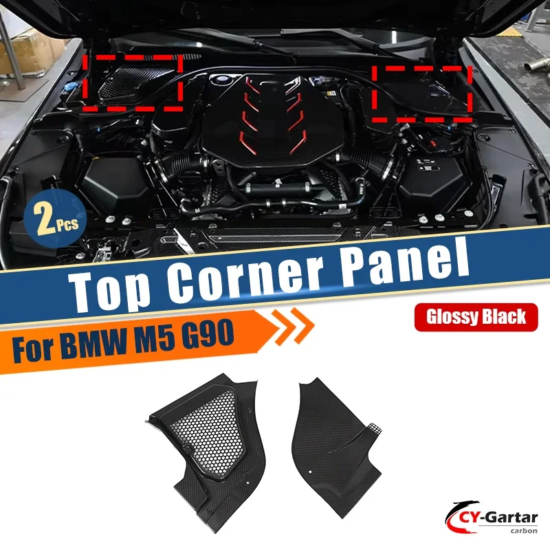 

Dry Carbon Fiber Cowl Panel Cover For BMW G90 M5 2024+ Engine Bay Top Corner Panels Engine Hood Panel Trim Body Cars Accessories
