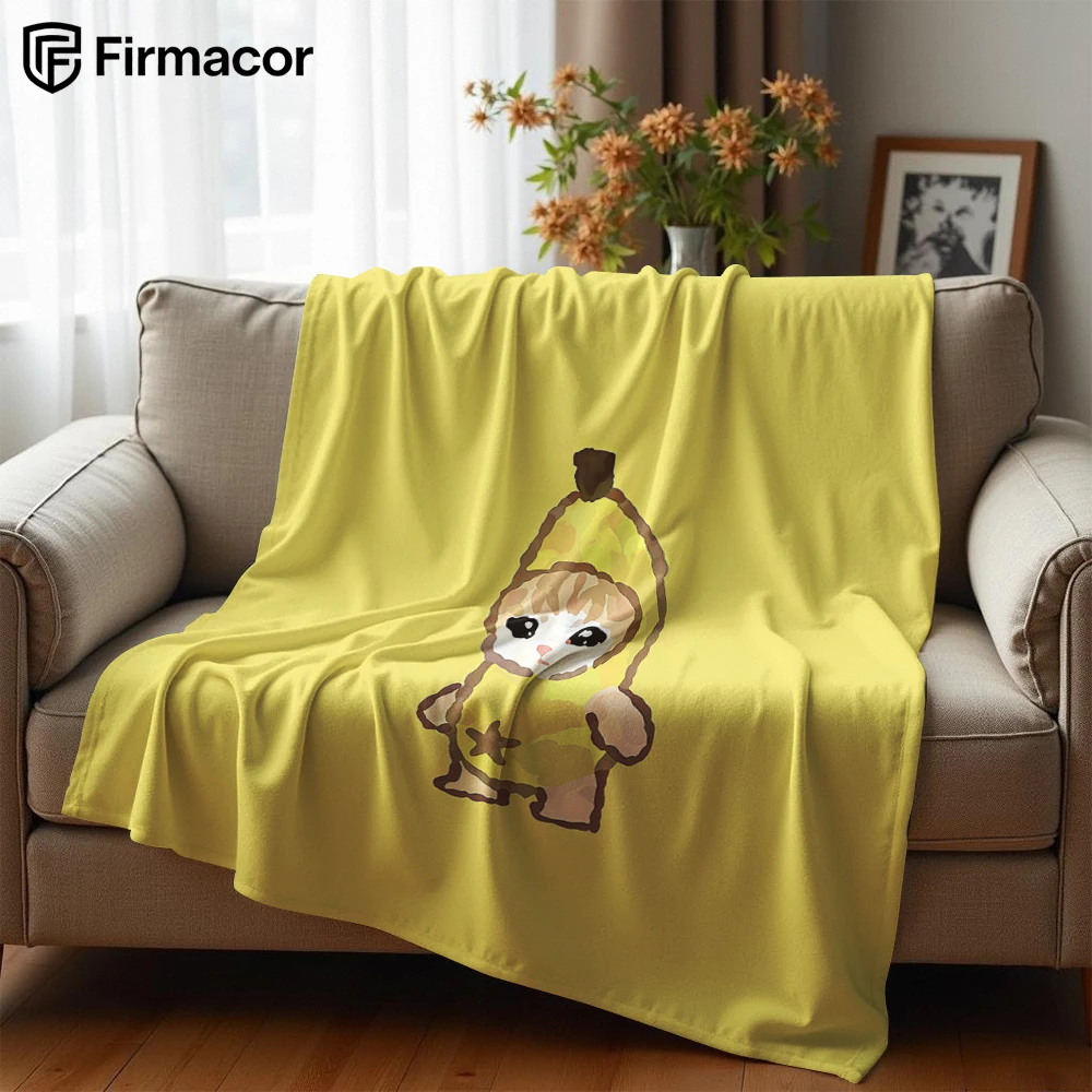 Banana Cat Cutie Lightweight Microfiber Soft Christmas Fleece Blanket Warm Cozy Throw for Bed Sofa Office Travel All Season