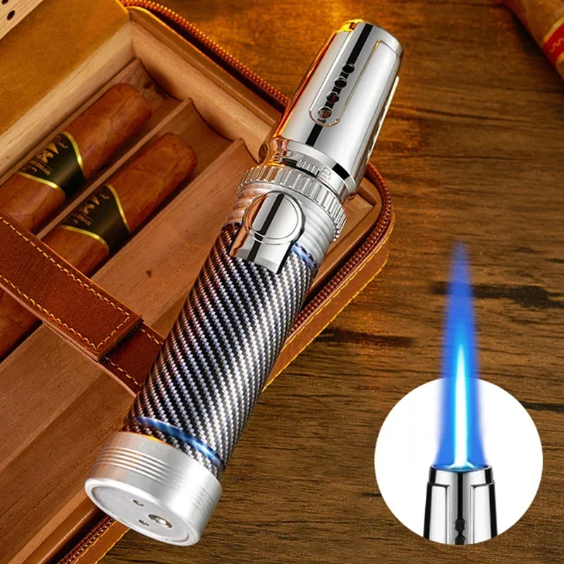 New 1300℃ Spray Gun Turbo Metal Blue Flame Gas Lighter Kitchen Cooking Smoking Accessories Windproof BBQ Cigar Lighters