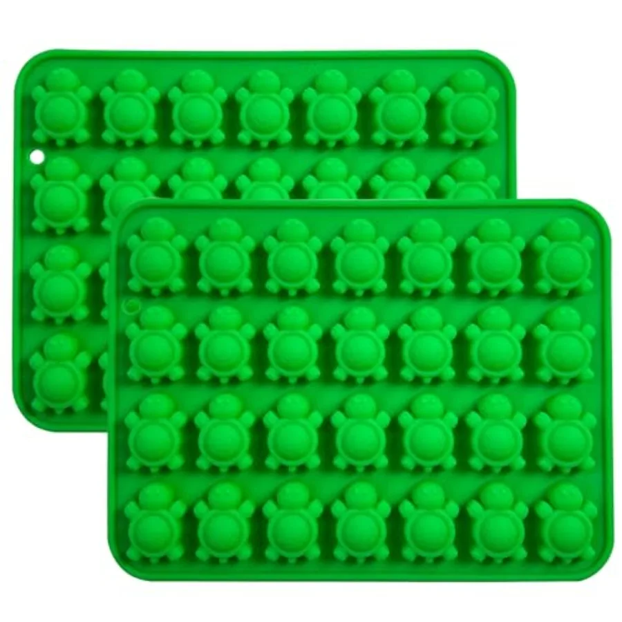 

Silicone Turtle Candy Molds 2-Pack Green Ice Cube Trays 28-Cavity Chocolate Making Mold