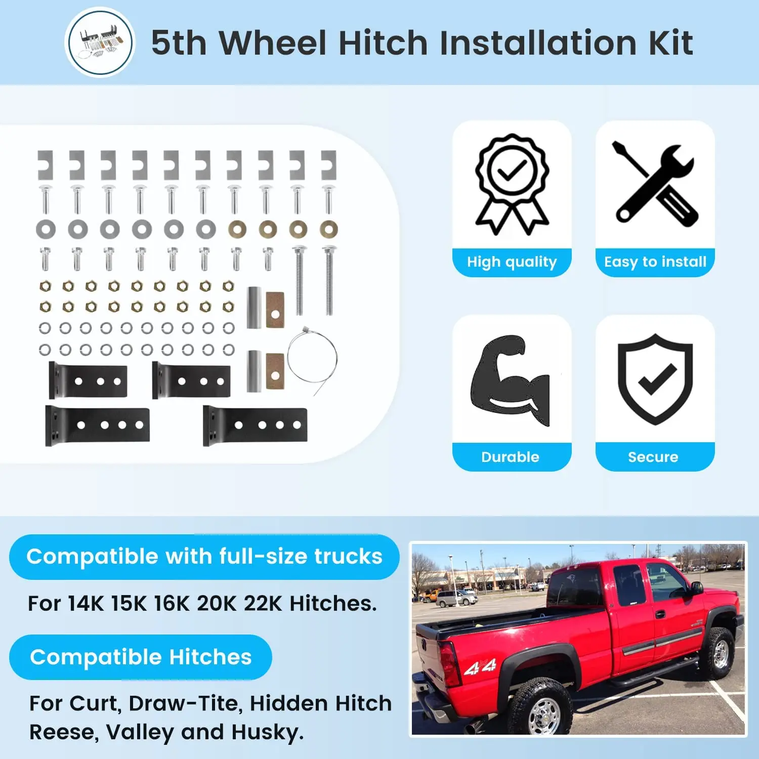 TM 30035 Fifth Wheel Hitch Installation Kit with Hardware and Brackets for Reinstallation of Full-Size Trucks