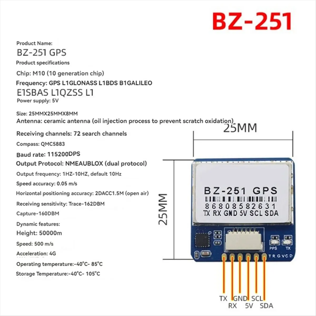 N86R  BZ-251 GPS Dual Protocol for FPV Flight Control Fixed-Wing Out of Control Return Rescue Drone Parts